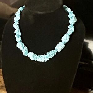 Blue Beaded Necklace with Pearlescent Finish